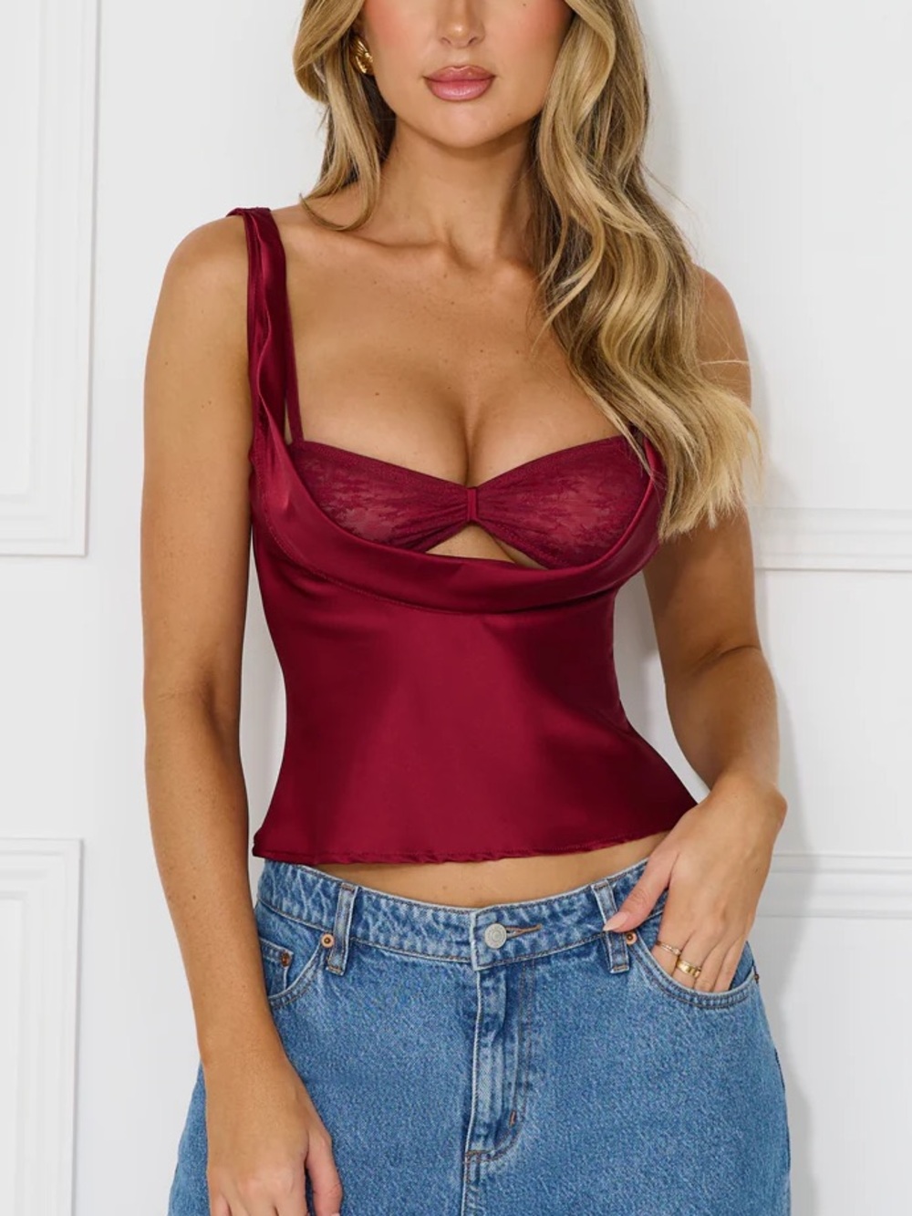 *NWT* LIONESS Delilah Cowl Neck Bustier Top